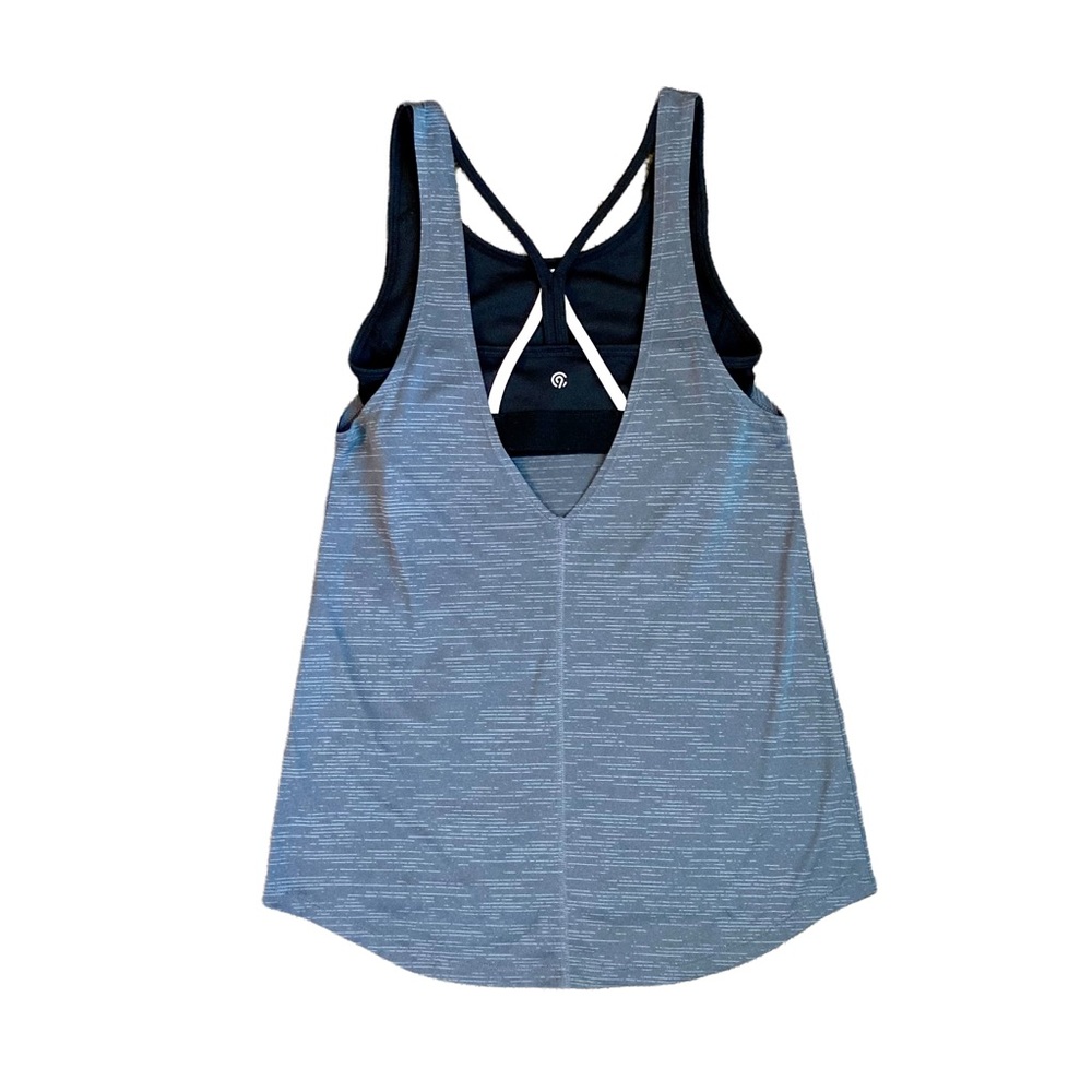 C9 Champion workout tank athletic tank top with attached black sports bra - Sz S - Picture 4 of 9